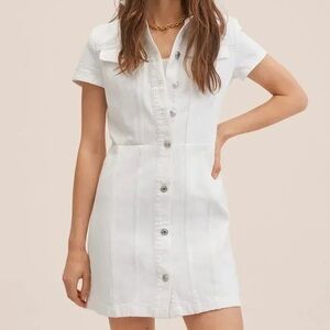 Mango white denim button dress